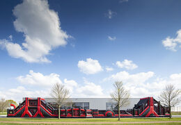 Order a 40 meter inflatable red black mega alligator obstacle course. Buy inflatable obstacle courses online now at JB Promotions America