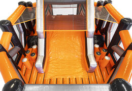 Buy inflatable 40-piece mega modular Dodge or Slide obstacle course for children. Order inflatable obstacle courses online now at JB Inflatables America