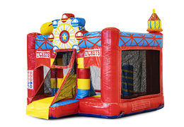 Mini inflatable circus-themed bounce house with slide to buy for children. Order inflatable bounce houses at JB Inflatables America