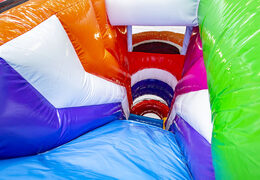 Medium inflatable bouncer in flamingo theme with slide for children. Order inflatable bouncers online at JB Inflatables America