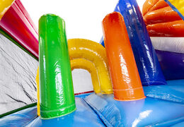 Order medium inflatable multiplay bounce house in flamingo theme with slide for children. Buy inflatable bounce houses online at JB Inflatables America