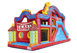 Buy inflatable 9 meter obstacle course in themed rollercoaster for kids. Order inflatable obstacle courses now online at JB Inflatables America