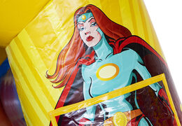 Superhero themed inflatable slide combo bounce house for kids for sale. Order now inflatable bounce houses with slide at JB Inflatables America