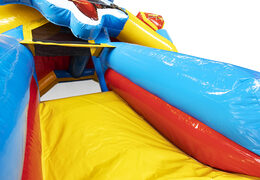 Superhero themed inflatable slide combo bouncer for kids for sale. Order now inflatable bouncers with slide at JB Inflatables America