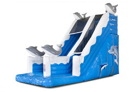 Spectacular dolphin themed inflatable slide with 3D objects for kids. Order inflatable slides now online at JB Inflatables America