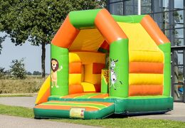 Midi inflatable multifun bounce house in jungle theme to buy for kids. Buy bounce houses online at JB Inflatables America