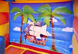 Order a midi roofed multifun inflatable bouncy castle for kids in pirate theme. Buy bouncy castle at JB Inflatables America online