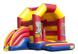 Midi inflatable multifun bounce house in circus theme to buy for kids. Buy bounce houses online at JB Inflatables America