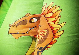 Small inflatable multifun bouncy castle with slide and roof green color dino theme to buy at JB Inflatables America