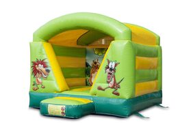 Small inflatable jungle-themed bounce house with roof for kids for sale. Order bounce houses now at JB Inflatables America online