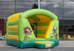 Small bouncy castle with roof for kids to buy in jungle theme. Bouncy castles available at JB Inflatables America online