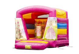 Small inflatable bounce house with roof pink in princess theme to buy for kids. Buy bounce houses at JB Inflatables America online
