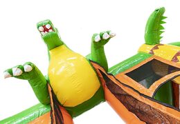 Dinosaur-themed mini multiplay bouncer with slide for sale. Buy inflatable bouncers with slide for kids online at JB Inflatables America