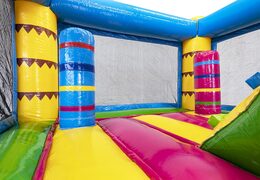 Buy mini inflatable flamingo-themed bounce house with slide for children. Order inflatable bounce houses with slide online at JB Inflatables America