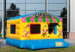 Circus themed inflatable ball pit with a 3D object on the roof and fun pictures on the walls. Order bounce houses online at JB Inflatables America 