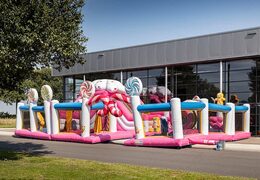 Order colored inflatable park in Candyland theme for children. Buy bounce houses online at JB Inflatables America