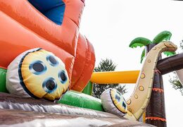 Jungle themed inflatable bounce house with slides and fun obstacles with prints for children. Buy bounce houses online at JB Inflatables America