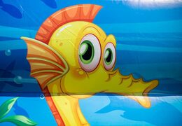 Buy JB Bubbles inflatable open bouncer with foam crane in seaworld theme for kids. Order inflatable bouncers at JB Inflatables America