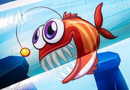 Buy a large inflatable seaworld themed open bubble park for kids. Order inflatable bounce houses at JB Inflatables America