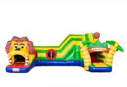 Order a crawling tunnel lion bounce house with obstacles, a climbing slope and sliding slope for kids. Buy bounce houses online at JB Inflatables America 