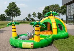 Buy an inflatable half-open play fun bounce house in the playzone jungle theme for children. Order bounce houses online at JB Inflatables America 