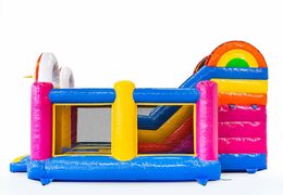 Buy covered slidebox Unicorn bounce house with slide for kids. Order inflatable bounce houses online at JB Inflatables America 