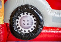 Order large inflatable indoor fire department multiplay bouncer with slide in Lego theme for kids. Buy bouncers online at JB Inflatables America 