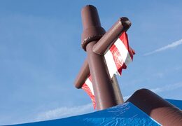 Buy shooting combo pirate bounce house with shooting game and slide for kids. Order inflatable bounce houses online at JB Inflatables America