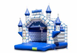 Buy standard blue castle bouncy castles with a knight theme for kids. Order bouncy castles online at JB Inflatables America