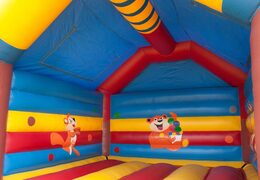 Big super bouncer covered with cheerful animations in monkey theme for children. Order bouncers online at JB Inflatables America 