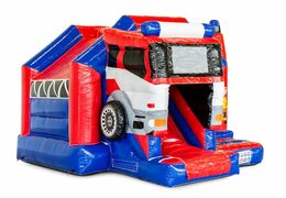 Order inflatable slide combo bouncy castle in firefighter theme at JB Inflatables America. Inflatable bouncy castles with slide for sale at JB Inflatables America