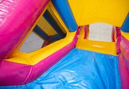 Opblaasbaar Jumpy Happy Splash roze springkasteel met zwembad bestellen in thema unicorn eenhoorn regenboog rainbow voor kids bij JB Inflatables