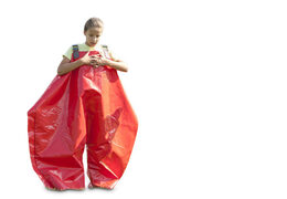 Buy red sponge pants for both old and young. Order inflatable items online at JB Inflatables America