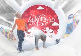 Buy unique inflatable snow globe airtight XL in valentine theme for both young and old. Order inflatable winter attractions now online at JB Inflatables America