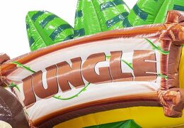 Jungle themed inflatable bouncer with slide with big gorilla monkey on it for kids