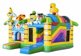Summer party themed inflatable bouncer with slide for sale for kids