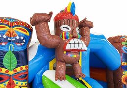 Order inflatable bouncy castle with slide in aloha theme with surfer and totem pole
