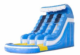 Order a large inflatable slide in blue and yellow for children