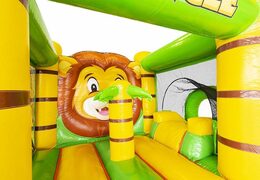 Order compact inflatable air cushion with slide in jungle theme for children