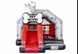 Buy inflatable bouncer slide combo with slide in animal hotel theme for kids