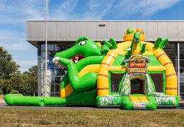 Order inflatable multiplay super bouncy castle with slide in dino theme for children