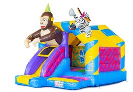 Buy Animal party slide combo air cushion with slide and 3d animals on it for children