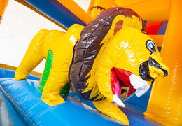 Order inflatable bouncy castle with slide and roof in Amazon safari theme for children