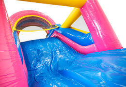 Obstacle course 13 meter long in theme Flamingo for children. Buy inflatable obstacle courses now online at JB Inflatables America