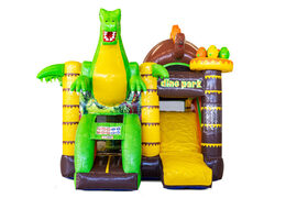 Order covered inflatable Mini Multiplay bouncy castle with slide in theme Dino for children. Buy inflatable bouncers now at JB Inflatables America