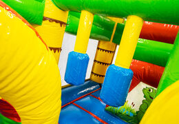 Bouncy castle Multiplay in Crocodil theme with slide order for children. Buy inflatable bouncy castles online now at JB Inflatables America