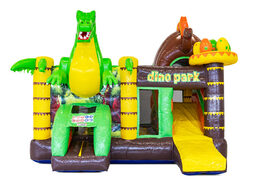 Order inflatable Multiplay air cushion with slide in theme Dinoworld for children. Buy inflatable air cushions online at JB Inflatables America