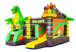 Buy inflatable Multiplay air cushion with slide in theme Dinoworld for children. Order inflatable air cushions online at JB Inflatables America