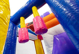 Order Multiplay bouncy castle with slide in Flamingo theme for your children. Buy inflatable air cushions online now at JB Inflatables America