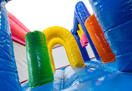 Buy Multiplay bouncy castle with slide in Flamingo theme for your children. Order inflatable air cushions online now at JB Inflatables America